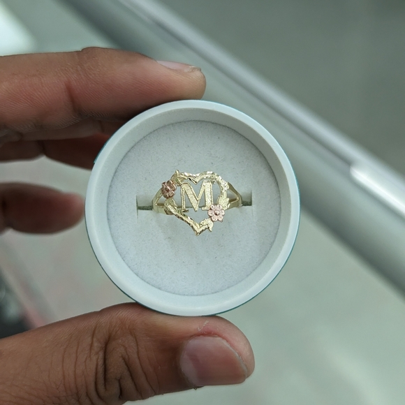 10kt Real Gold Heart Letter M Ring